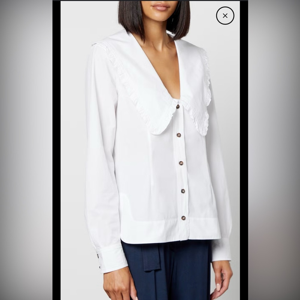 Ganni 100% Organic Cotton Poplin Top